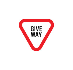Give way sign on white background