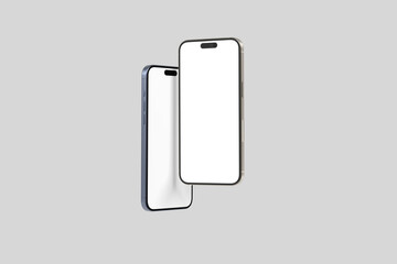 Front view angle two mobile realistic mockup blank