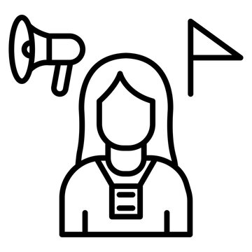 recommend clip art: Tour Guide Female vector icon. Can be used for Travel Agency iconset.