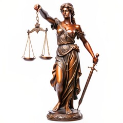 Fototapeta premium White statue of a blindfolded woman holding scales, a symbol of justice