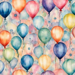 Fototapeta na wymiar Water color painting of balloons