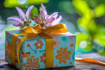 gift box with ribbon for meorial day