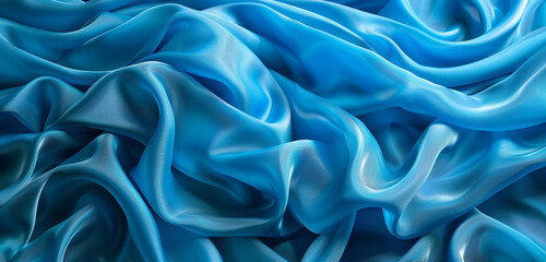 Obraz premium Bold azure glowing fabric on panoramic backdrop.