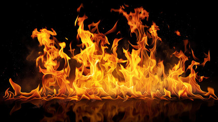 Obraz premium fire on black background, AI gen,erated