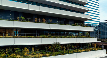 Closeup of skyscraper facade abstract urban background patten