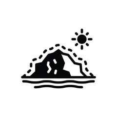 Black solid icon for retreating glacier