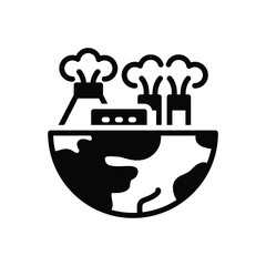 Black solid icon for earth pollution
