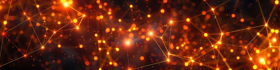 A digital constellation where each node is a luminescent point in bright orange