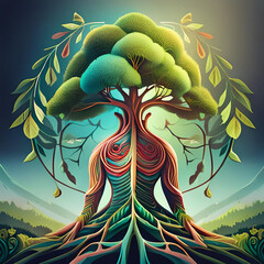 A tree with human body.