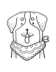 black silhouettes of stylized dogs with folk patterns and natural decorations. Vector black prints of puppys with a tribal boho pattern.