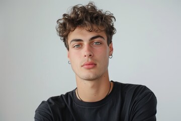 Fototapeta premium Curly Haired Man Portrait. Generative AI.