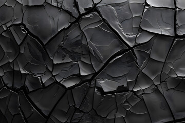 High-resolution image displaying the intricate details of a black cracked texture