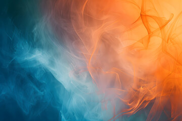 Abstract smoke art in blue and orange hues