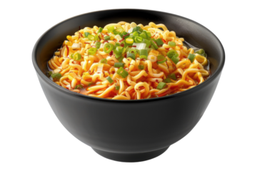 Bowl of ramen noodles isolated on transparent background