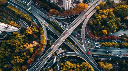 A busy highway with many cars and trucks on it