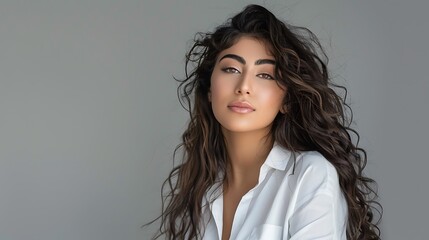 Graceful Lebanese Model in Neutral Studio Setting, Graceful, Lebanese model, studio setting