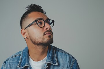 Fototapeta premium Bearded Man with Glasses. Generative AI.