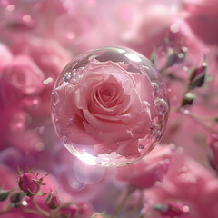 pink rose with buble