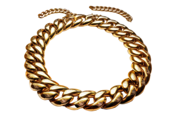 Gold chain necklace isolated on transparent background