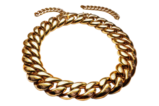 Gold chain necklace isolated on transparent background