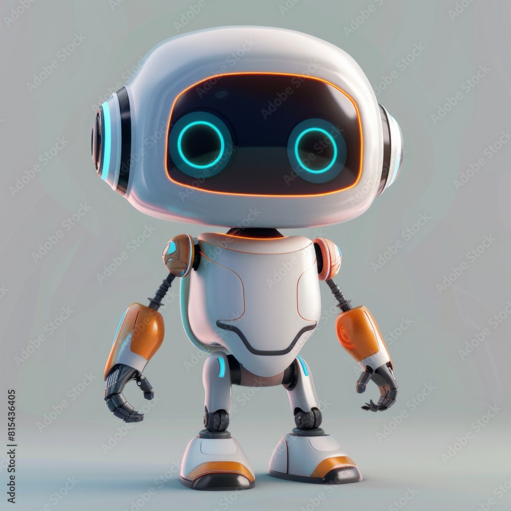 Poster 3d cartoon robot characte, ai generative