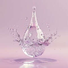 A 3D icon depicting a sparkling soda water drop, bubbly and clear, AI Generative
