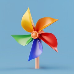 A 3D icon of a colorful pinwheel, primary colors spinning, AI Generative