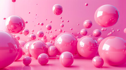 Pink bubbles wallpapers. A pink background with bubbles and cubes.