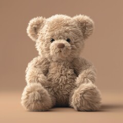 A playful 3D teddy bear, fluffy and brown, AI Generative