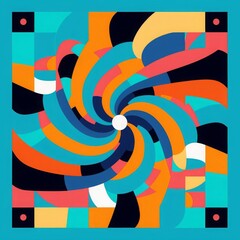 Obraz premium Kinetic art flat design top view motion illusion theme cartoon drawing vivid