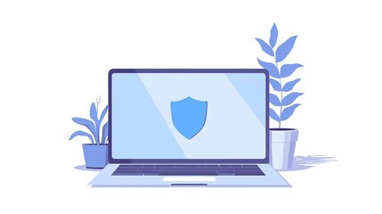 ノートパソコンとファイアウォールの盾7