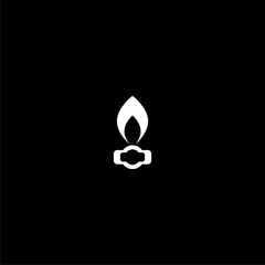 Gas flame simple icon isolated on dark background