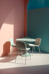 Minimalistic Outdoor Dining Area with Functional Yet Elegant Design and Harmonious Color Palette