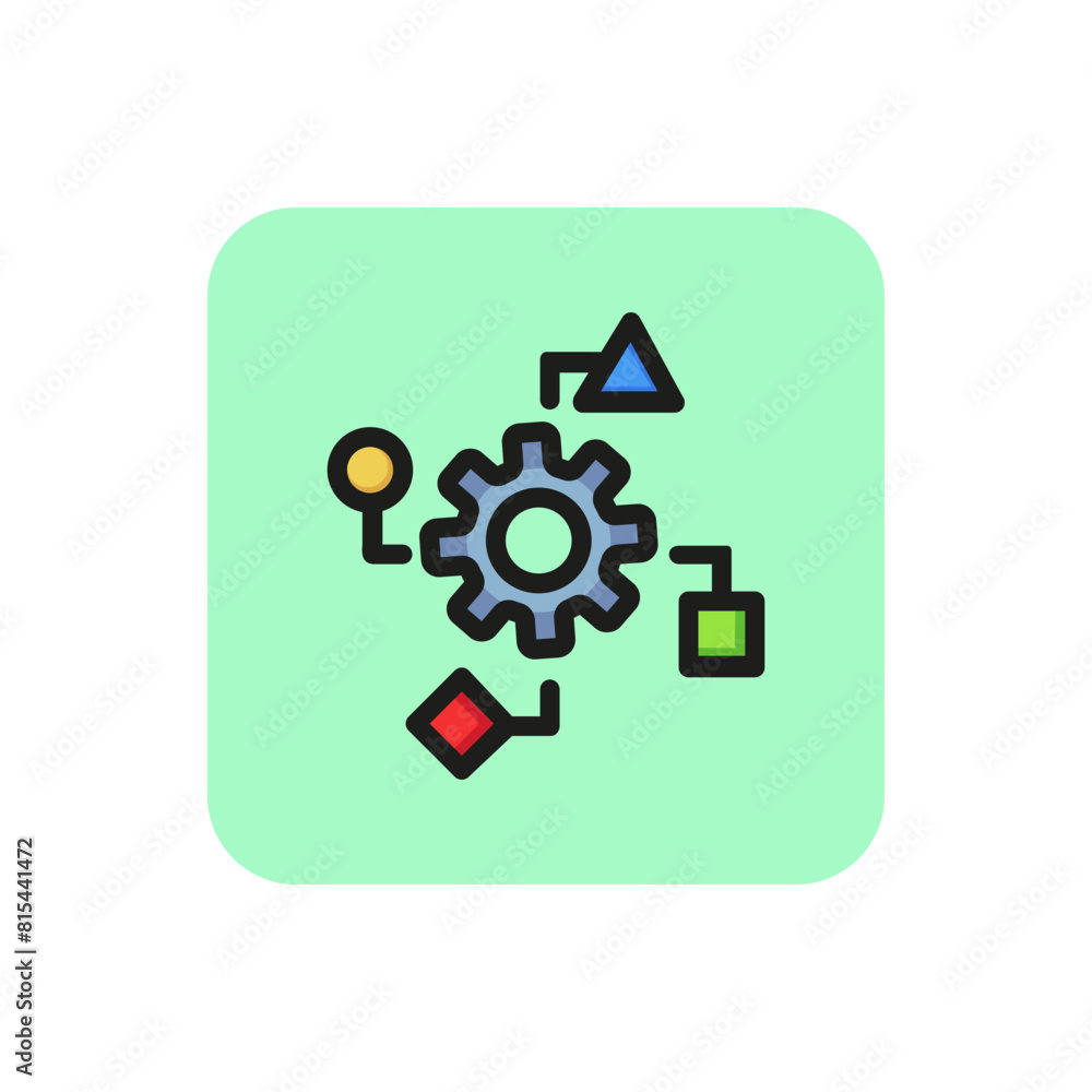 Poster data processing line icon. cycle, gear, cogwheel. data management concept. can be used for topics li