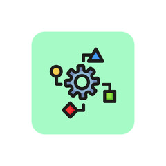 Data processing line icon. Cycle, gear, cogwheel. Data management concept. Can be used for topics like engineering, database, internet technology