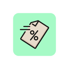 Loan document line icon. Notification, percent, agreement. Loan concept. Can be used for topics like banking, debtor delay, penalty.