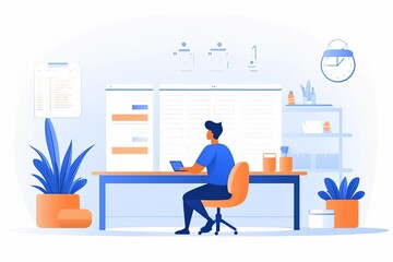 Naklejka premium Task prioritization flat design front view productivity methods theme animation Monochromatic Color Scheme