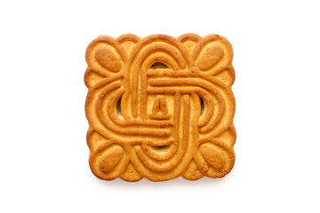 Square cookies isolated on a white background. Close-up of cookies.
