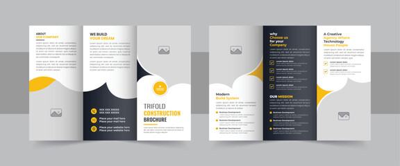 Construction trifold brochure template or company profile trifold brochure design layout
