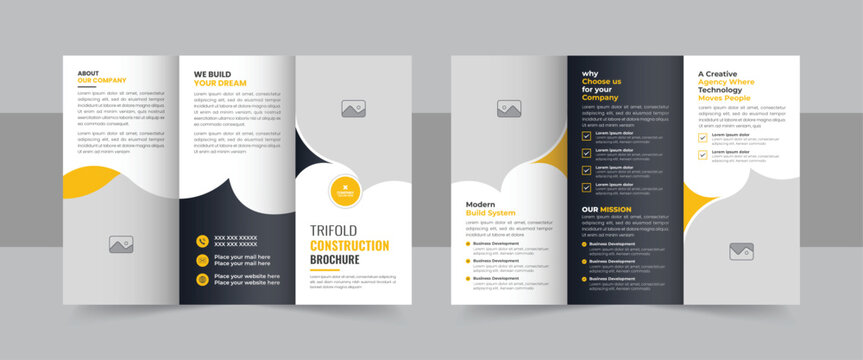 Construction trifold brochure template or company profile trifold brochure design layout