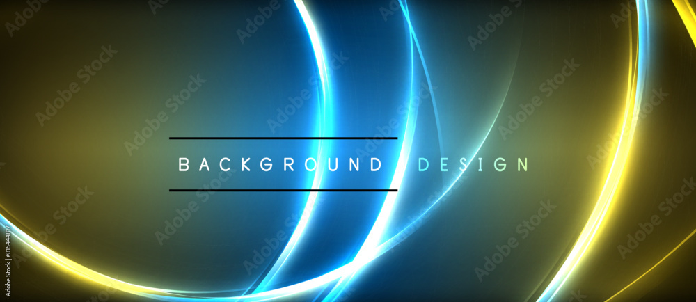 Poster electric blue neon lines create a visual effect lighting on a dark background, resembling a gas circ
