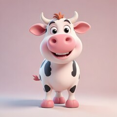 Fototapeta premium A cute and happy cow 3d illustration
