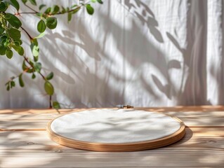 Minimalistic Embroidery Hoop Mockup in Natural Interior