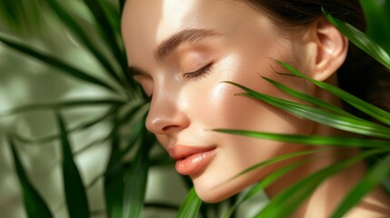 Fototapeta premium A woman with closed eyes