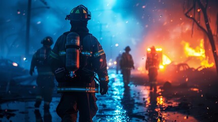 AI facilitating communication between different disaster management teams  front view  Disaster comms AI  techbology tone  Monochromatic Color Scheme