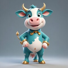 Fototapeta premium A cute and happy cow 3d illustration