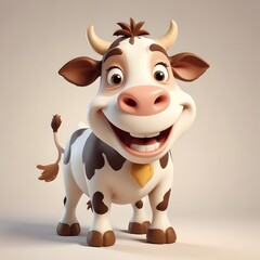 A cute and happy cow 3d illustration