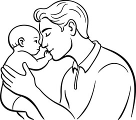 happy father's day continuous line art illustration vector