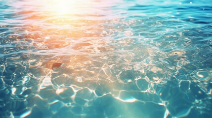 Fototapeta premium Texture background of blue water surface with waves.