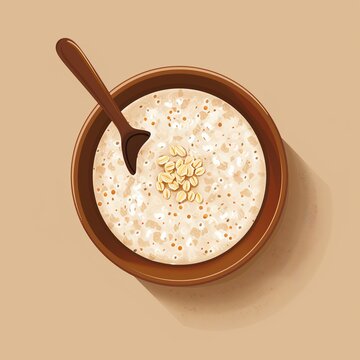 recommend clip art: Oatmeal bowl flat design top view winter morning theme animation Monochromatic Color Scheme